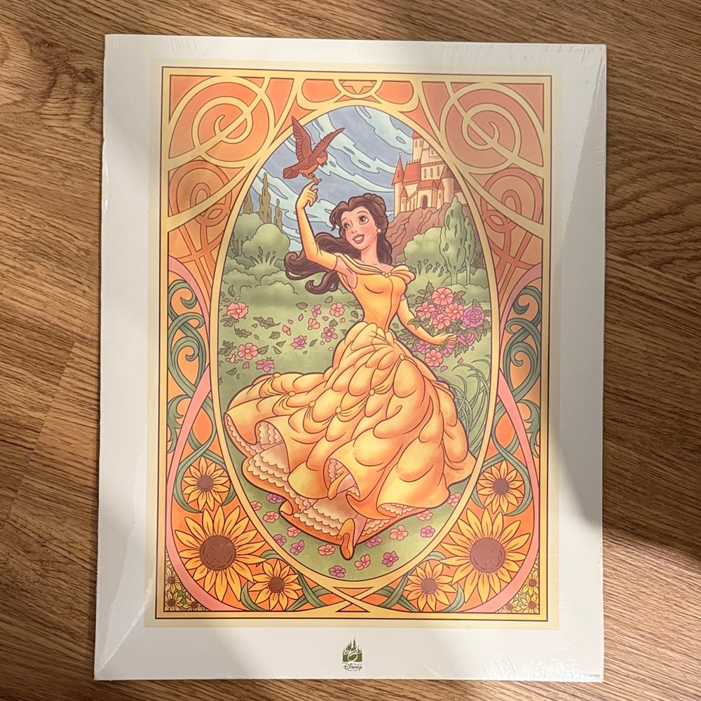 Disney Belle Art Poster - Vibrant Yellow and Orange